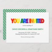 Rainbow Flag Colors Gay Wedding Einladung (Vorne/Hinten)