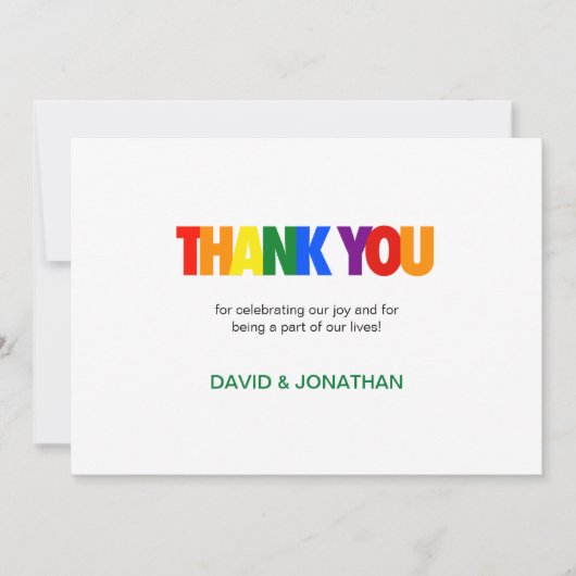 Rainbow Flag Colors Gay Wedding Vielen Dank Einladung (Vorderseite)