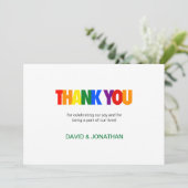 Rainbow Flag Colors Gay Wedding Vielen Dank Einladung (Stehend Vorderseite)