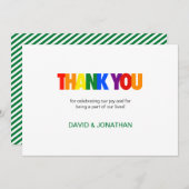 Rainbow Flag Colors Gay Wedding Vielen Dank Einladung (Vorne/Hinten)