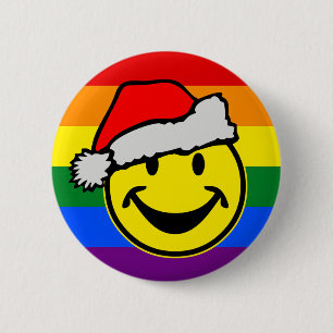 RAINBOW FLAG COLORS & santa claus Button