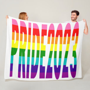 Rainbow Flag Colors Typografy LGBT Gay Pride Flee Fleecedecke