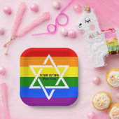 Rainbow Flag Custom Hebrew Happy Purim Pappteller (Party)