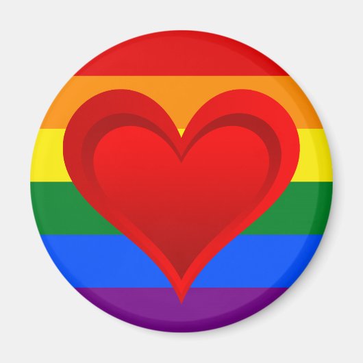 RAINBOW FLAG FLAG FARBEN & rotes Herz + Ihre Ideen Magnet (Vorne)