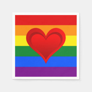 RAINBOW FLAG FLAG FARBEN & rotes Herz + Ihre Ideen Serviette