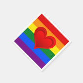 RAINBOW FLAG FLAG FARBEN & rotes Herz + Ihre Ideen Serviette (Ecke)