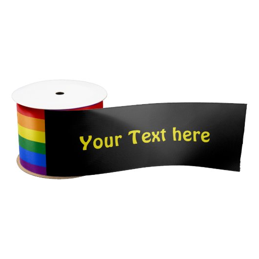 RAINBOW FLAG FLAG FARBEN Streifen + Ihr Text Satinband (Spule)