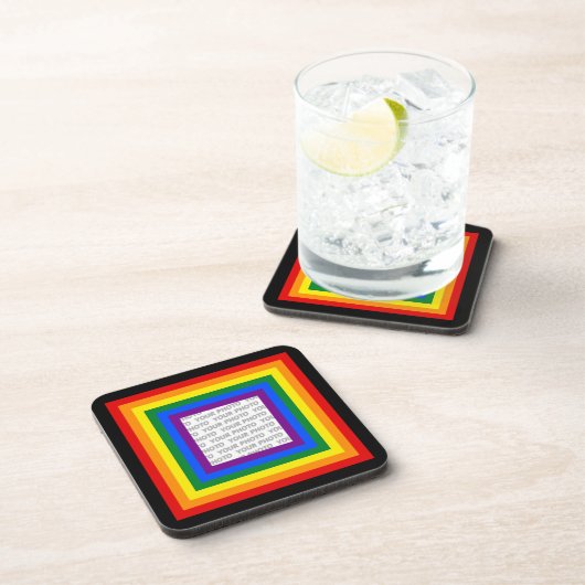 RAINBOW FLAG FRAME + Ihr Zeichen oder Bild Getränkeuntersetzer (Rechte Seite)