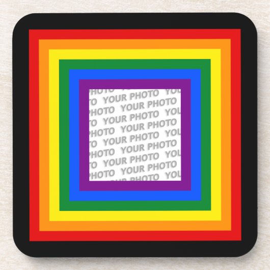 RAINBOW FLAG FRAME + Ihr Zeichen oder Bild Getränkeuntersetzer (Vorderseite)