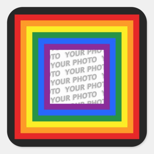 RAINBOW FLAG FRAME + Ihr Zeichen oder Bild Quadratischer Aufkleber (Vorderseite)