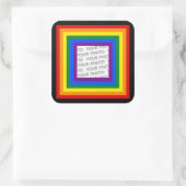 RAINBOW FLAG FRAME + Ihr Zeichen oder Bild Quadratischer Aufkleber (Tasche)