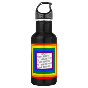RAINBOW FLAG FRAME + Ihr Zeichen oder Bild Trinkflasche
