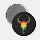 Rainbow Flag Gay Pride Bull Skull auf Black Magnet (Vorderseite/Rückseite)