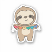 Rainbow Flag Gay Pride Lgbtq Hearts Sloth Aufkleber (Vorderseite)