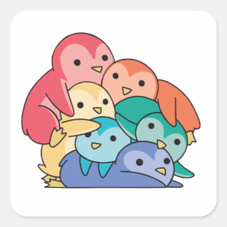 Rainbow Flag Gay Pride Lgbtq Penguin Niedlicher Pi Quadratischer Aufkleber
