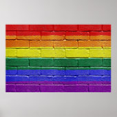 Rainbow Flag Grunge Brick Wall Poster (Vorne)