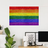 Rainbow Flag Grunge Brick Wall Poster (Heimbüro)