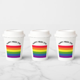 Rainbow Flag Happy GLBT Prix Custom Text Pappbecher
