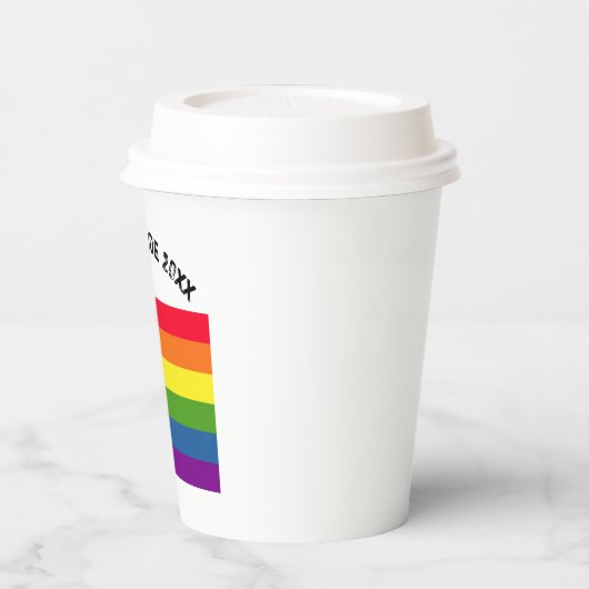 Rainbow Flag Happy GLBT Prix Custom Text Pappbecher (Links)