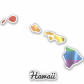Rainbow Flag Hawaii HI Staat Kontur Aufkleber (Vorderseite)