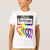 Rainbow Flag Hearts Bride Brother Name Abzeichen T-Shirt