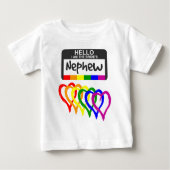 Rainbow Flag Hearts Bride Nephew Name Abzeichen Baby T-shirt (Vorderseite)