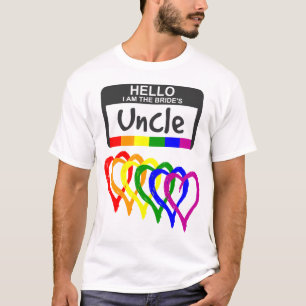 Rainbow Flag Hearts Bride Oncle Name Abzeichen T-Shirt