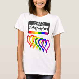 Rainbow Flag Hearts Bride StepMom Name Abzeichen T-Shirt