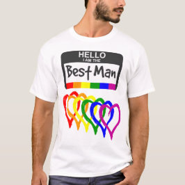 Rainbow Flag Hearts Trauzeuge Name Abzeichen Hochz T-Shirt