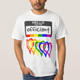 Rainbow Flag Hearts Wedding Officiel Name Abzeiche T-Shirt