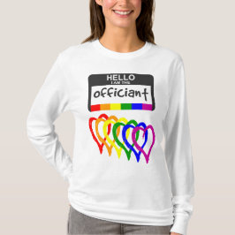 Rainbow Flag Hearts Wedding Officile Name Abzeiche T-Shirt