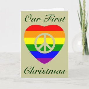 Rainbow Flag Herzstück Gay Ehe Erste Weihnachtsfei Feiertagskarte