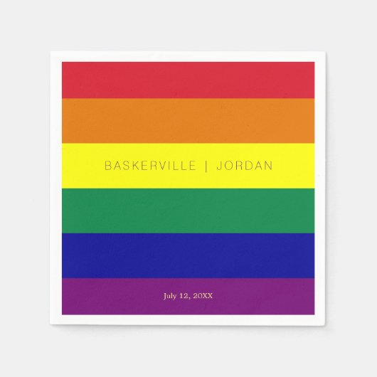 Rainbow-Flag-Hochzeit Serviette (Vorderseite)