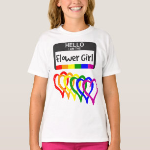 Rainbow Flag Hört Blume Mädchen Abzeichen Hochzeit T-Shirt