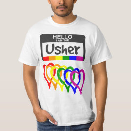 Rainbow Flag Hört Usher Name Abzeichen Hochzeit T-Shirt