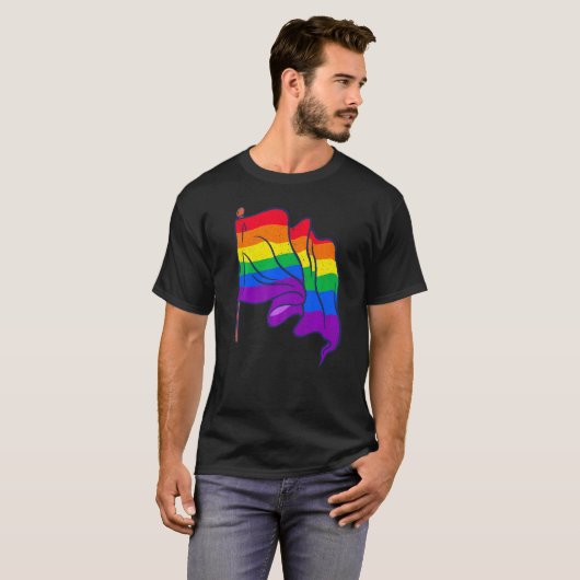 Rainbow Flag Human Rights Lgbtq Gay Pride Que T-Shirt (Vorne ganz)