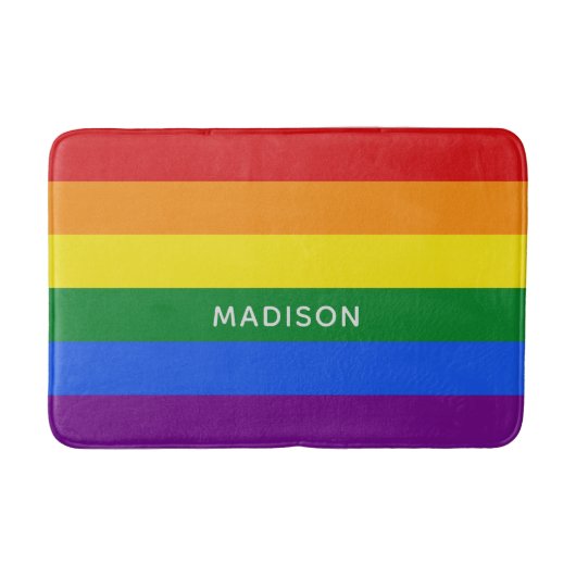Rainbow Flag individuelle Name Badematten (Vorderseite)