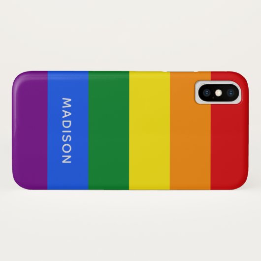 Rainbow Flag individuelle Name Case-Mate iPhone Hülle (Rückseite (Horizontal))
