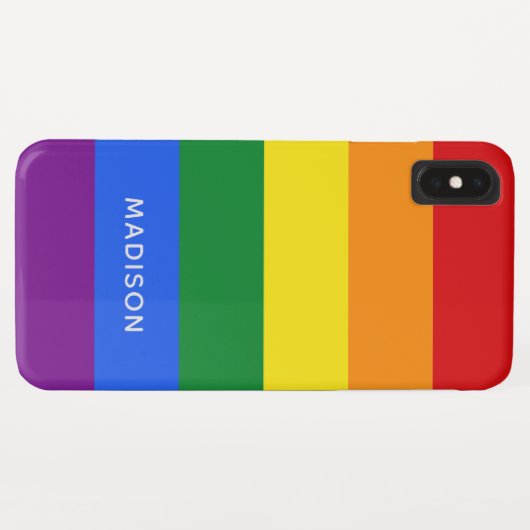 Rainbow Flag individuelle Name Case-Mate iPhone Hülle (Rückseite (Horizontal))