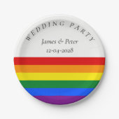 Rainbow Flag LGBTQ Gay Wedding Pappteller (Vorderseite)
