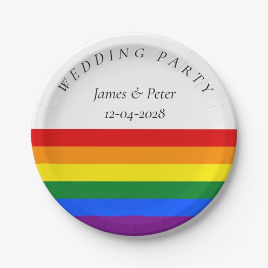 Rainbow Flag LGBTQ Gay Wedding Pappteller (Vorderseite)