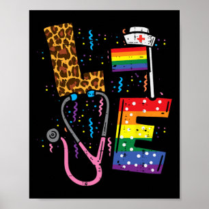 Rainbow Flag Liebe Nurse Rn Scrub Top Lgbt Pride M Poster