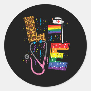Rainbow Flag Liebe Nurse Rn Scrub Top Lgbt Pride M Runder Aufkleber