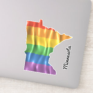 Rainbow Flag Minnesota MN Staat Kontur Aufkleber