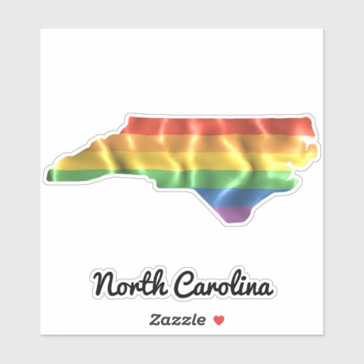 Rainbow Flag North Carolina NC Staat Kontur Aufkleber (Blatt)