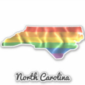 Rainbow Flag North Carolina NC Staat Kontur Aufkleber (Vorderseite)