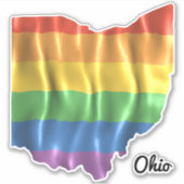 Rainbow Flag Ohio OH Staat Kontur Aufkleber (Vorderseite)