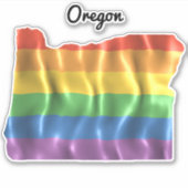 Rainbow Flag Oregon ODER Staat Kontur Aufkleber (Vorderseite)