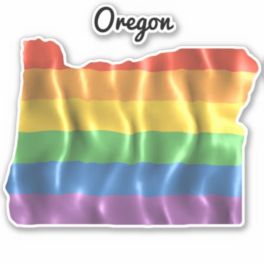 Rainbow Flag Oregon ODER Staat Kontur Aufkleber (Vorderseite)
