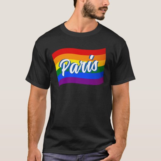 Rainbow Flag Paris Frankreich Gay Pride LGBT LGBTQ T-Shirt (Vorderseite)